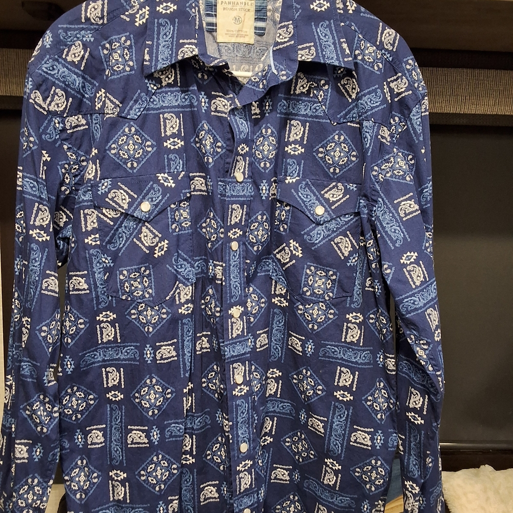 Navy Blue Patterned Men's Casual Shirt